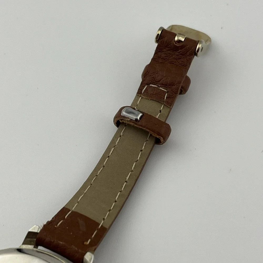 Francesca's Watch Women 38mm Gold Case Petite Leather Band-‎ New Battery